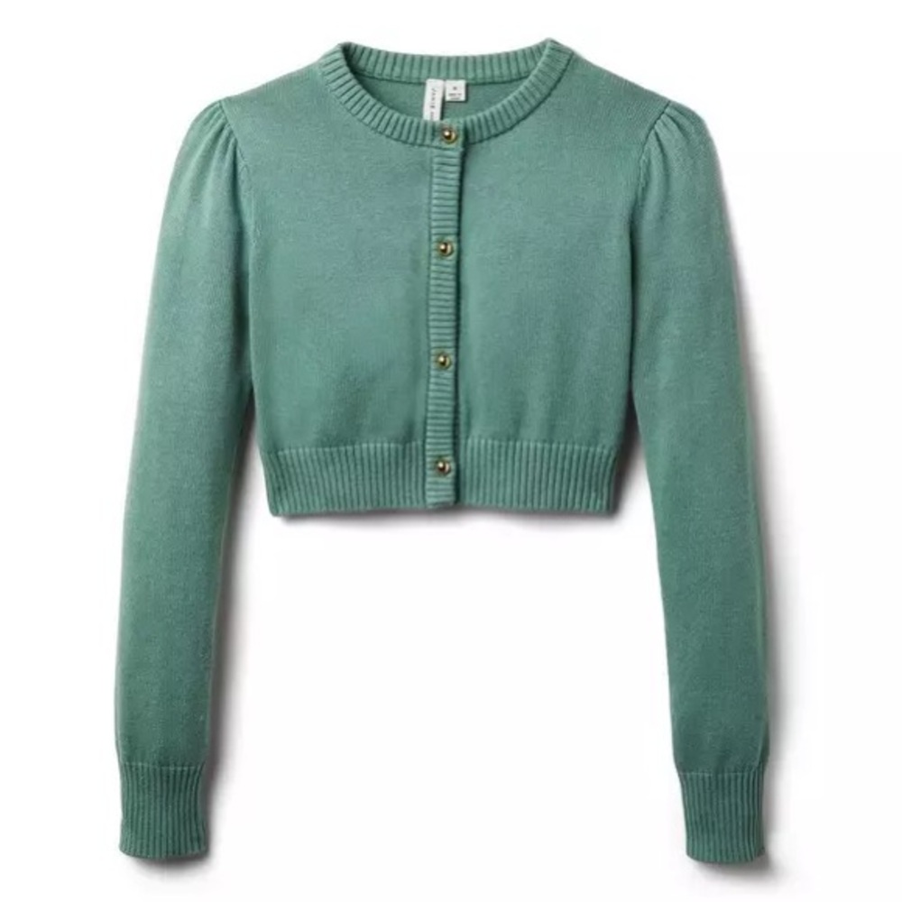 Janie and Jack Sage Knit Sweater with Gold Accents